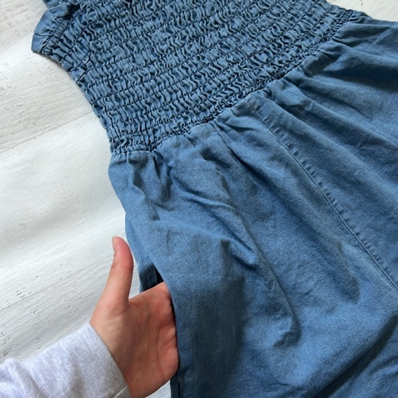 Denim Romper with Wide Short Bottom SMALL - Picture 3 of 4